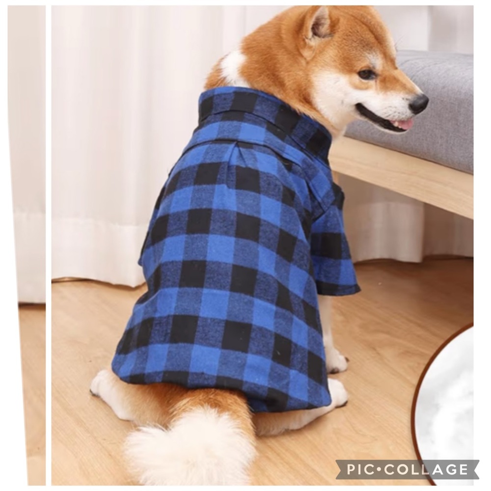 New Plaid Snap Front Dog Shirts Blue or Brown $8-$14 SEE PRICE PER SIZE